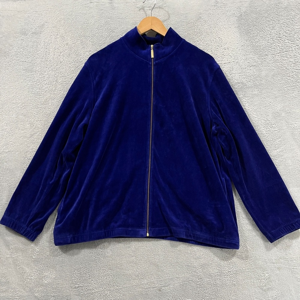 Norsport Vintage Velour Track Jacket Womens XL Full Zip Retro 90s